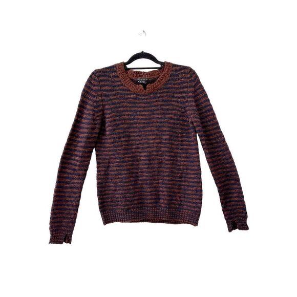Theory Aegea B Athos Sweater Wool Blend Striped Brown & Blue Women's Size Large - Picture 1 of 7